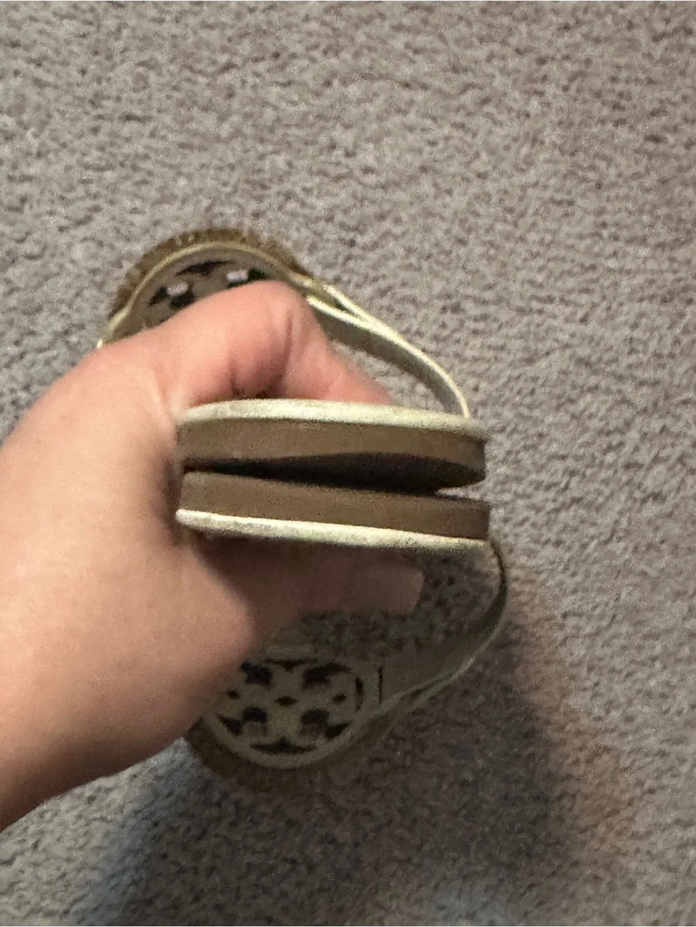 AUTHENTIC Tory Burch White Leather Logo Cutout Thong Sandals